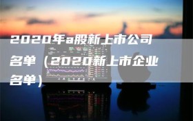 2020年a股新上市公司名单（2020新上市企业名单）