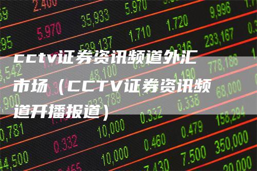 cctv证券资讯频道外汇市场（CCTV证券资讯频道开播报道）